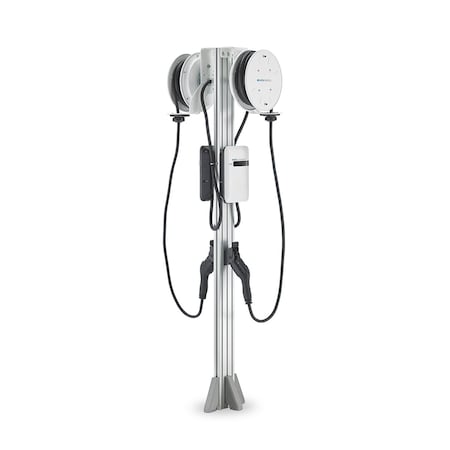 Evocharge iEVSE Plus, Dual Port Pedestal with 22 ft EVOREEL EVC4AC0C1B1B3